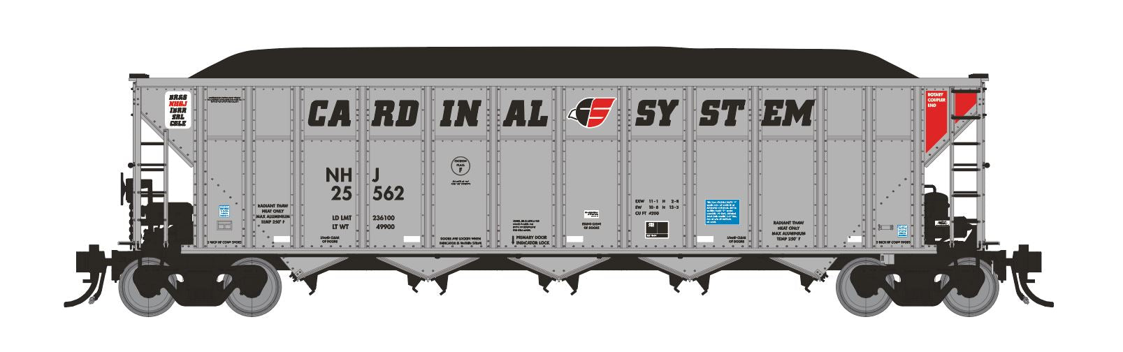 NHJ 25562 - HO-Scale Cardinal System/New Hope & Jackson Rapido Autoflood III Coal Hopper