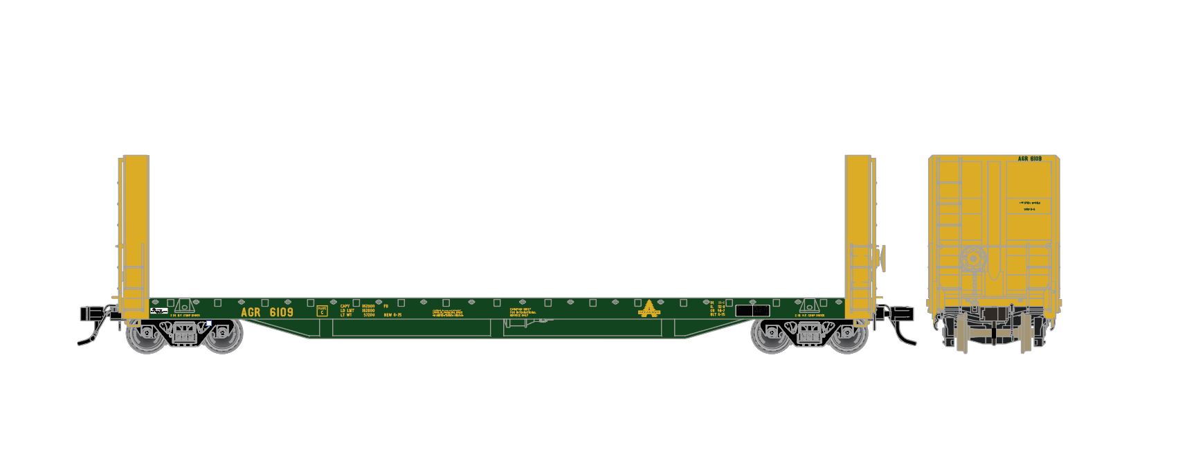 AGR 6109 - HO-Scale Allagash Atlas 51'6" Bulkhead Flatcar