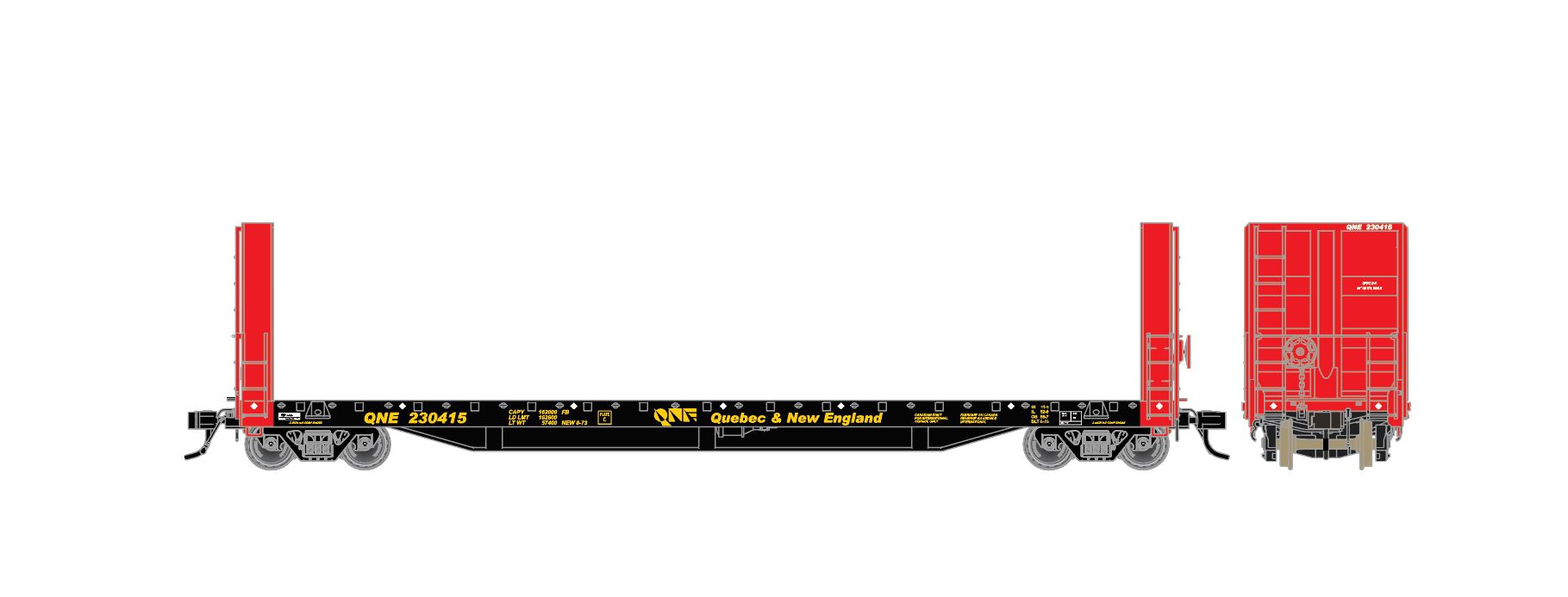 QNE 230415 - HO-Scale Quebec & New England Atlas 51'6" Bulkhead Flatcar