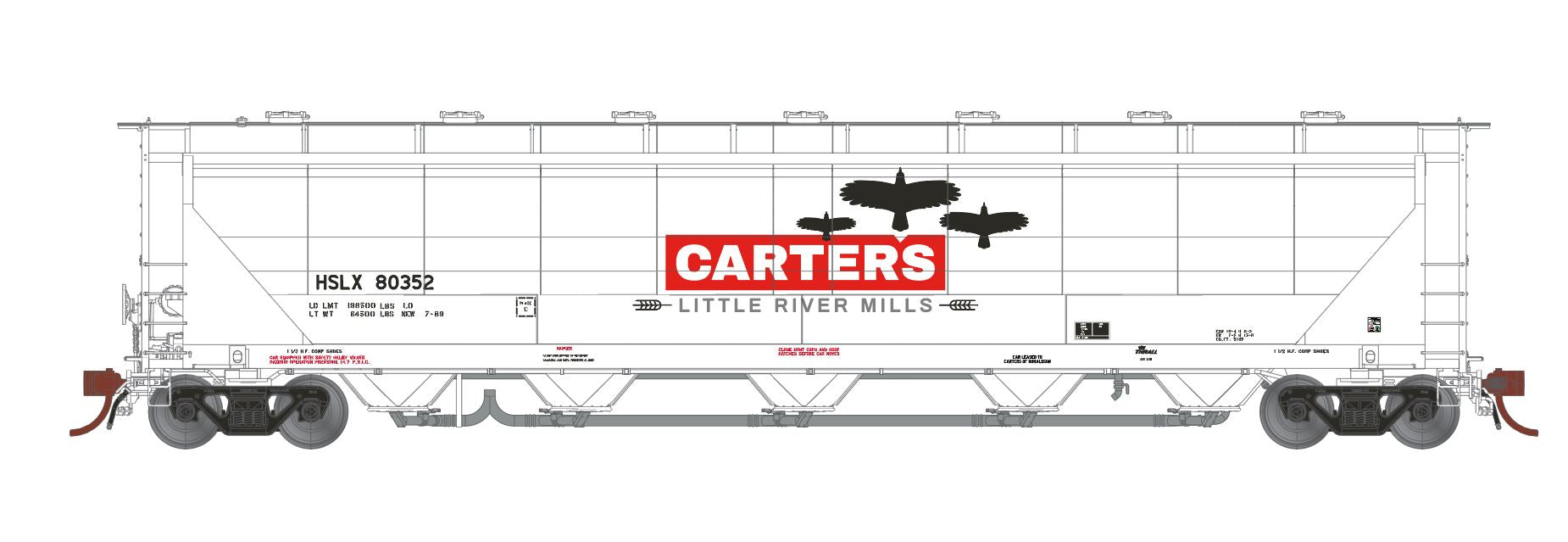HSLX 80352 - HO-Scale Carter's Little River Mills Prairie Shadows Thrall PD5000 Covered Hopper