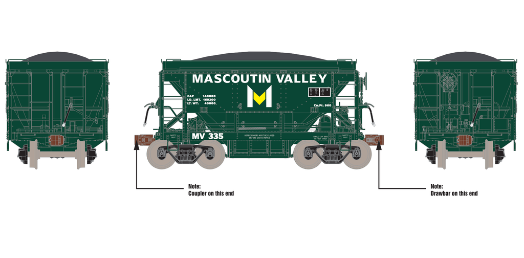MV 335-354-379-393 - HO-Scale Mascoutin Valley Mining Fox Valley Ore Car (4-Pack)