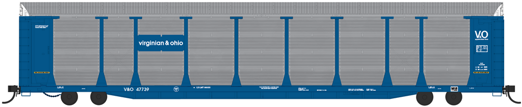 V&O 47739 - HO Scale Virginian & Ohio Bi-Level Auto Rack - Small Lettering